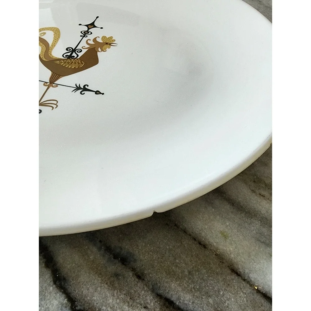 Vintage Edwin‎ Knowles Rooster Weathervane Oval Large Serving Platter Brown Chip